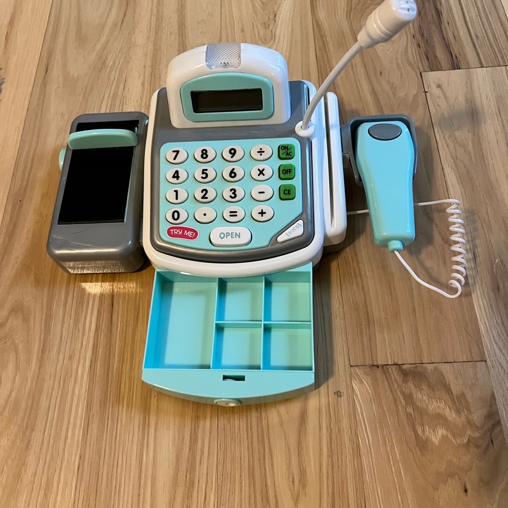 Toy Cash Register with Scanner and Microphone - Blue